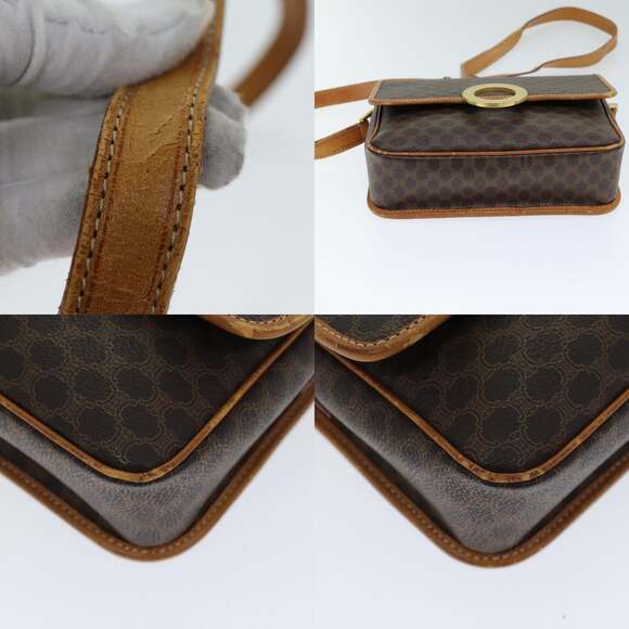 CELINE Macadam Canvas Shoulder Bag Pvc Leather Brown - Picture 10 of 11